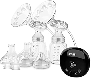 IKARE Double Breast Pumps Electric - Rechargeable Milk Pump with 5 Modes & 41 Levels - Quiet Portable Breastfeeding Pump for Travel & Home