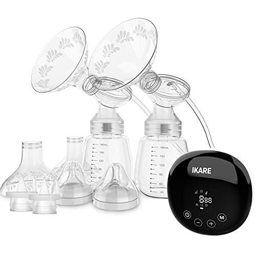 IKARE Double Breast Pumps Electric - Rechargeable Milk Pump with 5 Modes & 41 Levels - Quiet Portable Breastfeeding Pump for Travel & Home