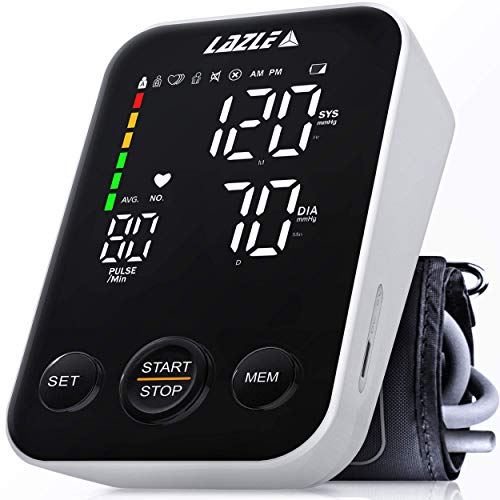 2021 Blood Pressure Monitor by LAZLE - Automatic Upper Arm Machine & Accurate Adjustable Digital BP Cuff Kit - Voice Broadcast & Largest Backlit Display - 240 Sets Memory, Carrying Case,Batteries