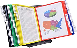 Ultimate Office AdjustaView 20-Pocket Desk Reference Organizer with Easy-Load Pockets and Compact Weighted Base for Stability (Colored Pockets)