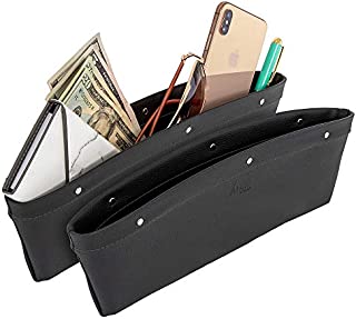 Lusso Gear 2 in 1 Car Seat Gap Organizer | Universal Fit | Storage Pockets Adjust | 2 Set Car Seat Crevice Storage Box | Helps Reduce Distracted Driving & Holds Phone Money Cards Keys Remote