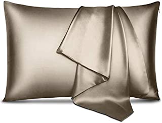 100% Pure Mulberry Silk Pillowcase for Hair & Skin -Allergen Proof Dual Sides 19 Momme 600 Thread Count Silk Bed Pillow Cases with Hidden Zipper,1 Piece Standard Size