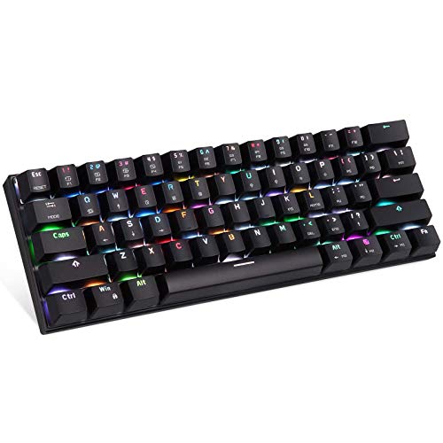 MOTOSPEED Wired/Wireless 3.0 Mechanical Keyboard 60% Compact 61 Keys RGB Backlit Type-C Gaming/Office Keyboard for PC/Mac/Linux/iPad/iPhone/Smartphone/Laptop Blue Switch