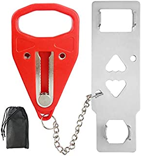 Portable Door Lock with Drawstring Bag, Travel Door Stopper Lock, Add Extra Security and Prevent Unauthorized Entry, Additional Protection for Airbnb, Hotel, Apartment, Home, Bedroom, School (2 Pack)