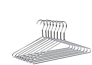 Amber Home 10 Pack Metal Shirt, Suit,Clothes Hangers for Coat, Pants with Polished Chrome, Heavy Duty Silver Metal Hanger