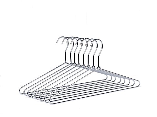 Amber Home 10 Pack Metal Shirt, Suit,Clothes Hangers for Coat, Pants with Polished Chrome, Heavy Duty Silver Metal Hanger