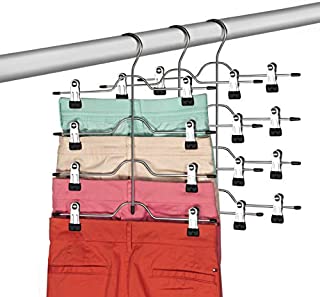 Zober Space Saving 4 Tier Skirt Hanger with Adjustable Clips (3 Pack) 4-on-1 Hanger, GAIN 50% More Space, Reliable Non Slip Grip, Durable Metal Pants Hanger Great for Slack, Trouser, Jeans, Towels Etc