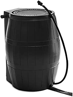 FCMP Outdoor RC4000-BLK 45-Gallon BPA Free Home Rain Water Storage Catcher Barrel, Black