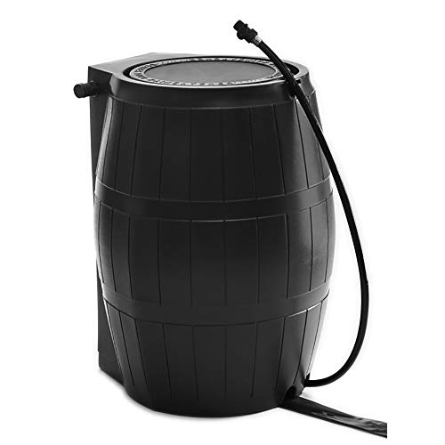 FCMP Outdoor RC4000-BLK 45-Gallon BPA Free Home Rain Water Storage Catcher Barrel, Black