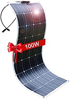 DOKIO Semi-Flexible Solar Panel 100W 18V Lightweight(only 4.8lb) Monocrystalline(HIGH Efficiency) to Charge 12v Battery(Vented AGM Gel) or Off-Grid and Hybrid Power System for RV Boat Van Trailer