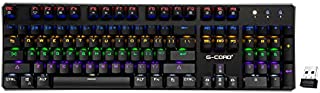 G-Cord Wireless Mechanical Gaming Keyboard, 104 Keys Wired Keyboard with Numpad, Anti-Ghosting Computer Keyboard for PC Desktop Gamers