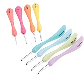 Crochet Hooks Set,Large Handle Ergonomic Grip Crochet Hook, 8PCS Aluminum Smooth Knitting Hook Needles for Arthritic Hands