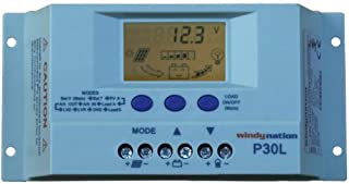 WindyNation P30L LCD 30A PWM Solar Panel Regulator Charge Controller with Digital Display and User Adjustable Settings