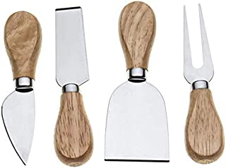 Bekith 8 Pieces Set Cheese Knives with Bamboo Wood Handle - 2 Cheese Knife, 2 Cheese Shaver, 2 Cheese Fork and 2 Cheese Spreader