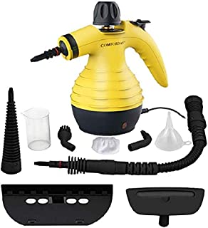 Comforday Multi-Purpose Handheld Pressurized Steam Cleaner with 9-Piece Accessories, Perfect for Stain Removal, Curtains, Car Seats, Floor, Window Cleaning (Yellow)