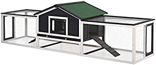 PawHut 2-Story Large Wooden Rabbit Hutch Pet House with Ramps, Lockable Doors, Run Area and Asphalt Roof for Outdoor Use