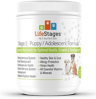 LifeStages Stage 1: Puppy Formula 0-3 Years for Dog Weight Gain, Healthy Coat and Skin, Cognitive Development | Omega 3 & 6, Spirulina, Vitamin B6, and Probiotics