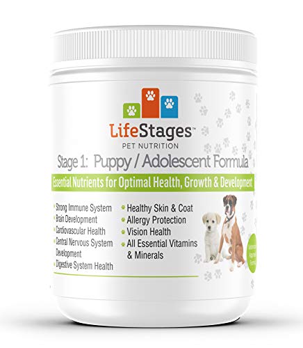 LifeStages Stage 1: Puppy Formula 0-3 Years for Dog Weight Gain, Healthy Coat and Skin, Cognitive Development | Omega 3 & 6, Spirulina, Vitamin B6, and Probiotics