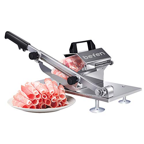 Manual Frozen Meat Slicer, befen Stainless Steel Meat Cutter Beef Mutton Roll Meat Food Slicer Slicing Machine for Home Cooking Kit of Hot Pot Shabu Shabu