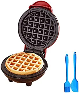 Electric Mini Waffle Maker, Portable Non-Stick Round Waffle Maker for Individual Waffles Paninis, Hash Browns Breakfast Red 1 Pack