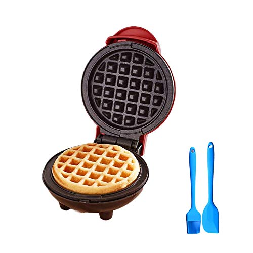 Electric Mini Waffle Maker, Portable Non-Stick Round Waffle Maker for Individual Waffles Paninis, Hash Browns Breakfast Red 1 Pack