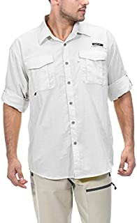 Little Donkey Andy Men's UPF 50+ UV Protection Shirt, Long Sleeve Fishing Shirt, Breathable and Fast Dry White S