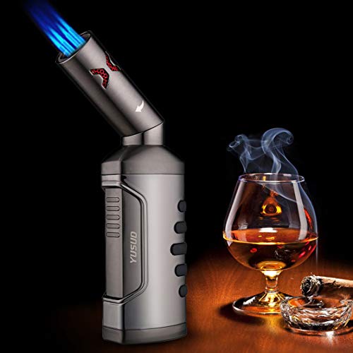 Yusud Fire Jet Torch Lighter Butane Fuel Refillable, Windproof Lighter Fluid Refill, Cool Table Top Jet Lighters for Men