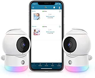 Motorola Peekaboo Twin Cameras WiFi 1080p Video Baby Monitor - Multi-Color Night Light, Two-Way Audio, Infrared Night Vision  360 Degree Remote Pan Scan and Digital Zoom/Tilt, Soothing Sounds