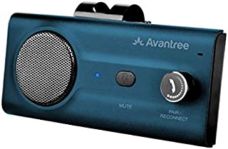 2021 Avantree CK11 Bluetooth 5.0 Hands Free Cell Phone Car Kit, Loud Speakerphone, Siri Google Assistant, Motion AUTO ON, Volume Knob, Wireless in Car Handsfree Speaker with Visor Clip  Blue