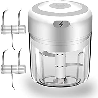 Electric Mini Garlic Chopper, Food Slicer And Chopper, Portable Garlic Blender Mini Chopper Food Processor For Pepper Chili Vegetable Nuts Meat (big 250 ml)