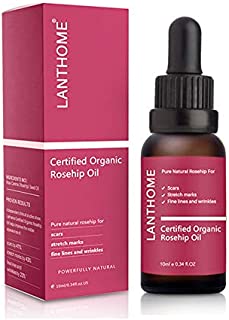 SUNSENT Organic Rosehip Oil for Face, Anti Aging & Anti Wrinkle,Moisturizing & Brightening,Repair Scar Slack Line Abdomen Stretch Marks 10ml