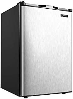 Euhomy Upright freezer, 3.0 Cubic Feet, Single Door Compact Mini Freezer with Reversible Stainless Steel Door, Small freezer for Home/Dorms/Apartment/Office (Silver)