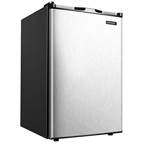 Euhomy Upright freezer, 3.0 Cubic Feet, Single Door Compact Mini Freezer with Reversible Stainless Steel Door, Small freezer for Home/Dorms/Apartment/Office (Silver)