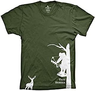 Guerrilla Tees Tree Hugger Funny Hunting Tshirts Graphic Tree Stand Deer Hunting Shirt, Military Green, 3X-Large