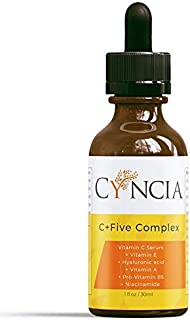 CYNCIA Clear Skin Serum, Age-Defying Formula for Acne-Prone skin with 20% Vitamin C, Pro-Vitamin B5, Niacinamide, Vitamin E & Hyaluronic Acid for Blemish-Free, Radiant Skin. 1oz