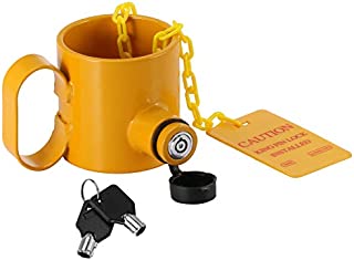 BOYISEN 5th Wheel King Pin Lock Solid Steel Anti Theft for RVs, Container Trailers and Campers with Handles Warning Tag