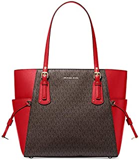 MICHAEL Michael Kors Voyager East/West Tote Brown/Bright Red One Size