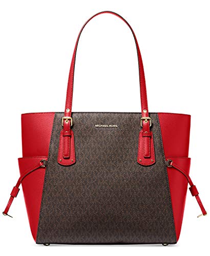 MICHAEL Michael Kors Voyager East/West Tote Brown/Bright Red One Size