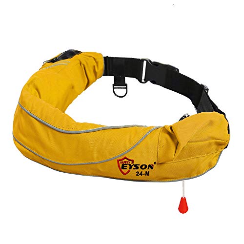 Eyson Inflatable Life Jacket Life Vest Life Ring Belt Pack Waist Bag Manual (600 Yellow)