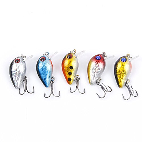 NUOMI Crankbait Fishing Lures Bass Hard Topwater Panfish/Crappie Lure Hooks Artificial Baits 5 Pieces Mini Fishing Tackle