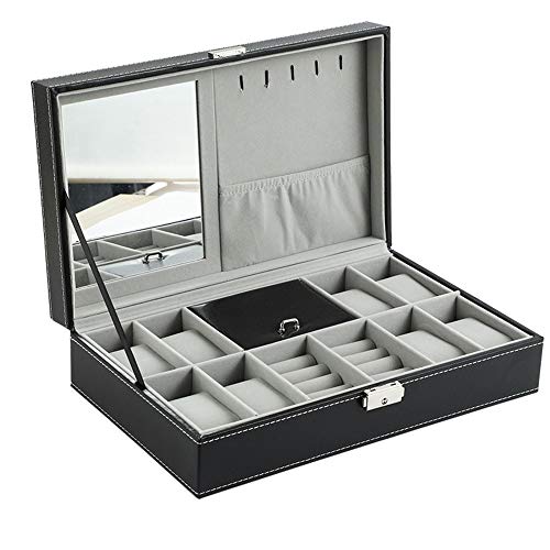 XINGBAO Black Pu Leather Watch Box, Lockable Watch Storage Boxes Jewelry Storage Box,30208