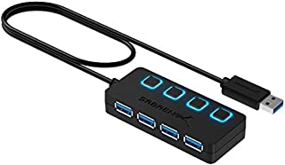 Sabrent 4-Port USB 3.0 Hub with Individual LED Power Switches | 2 Ft Cable | Slim & Portable | for Mac & PC (HB-UM43)