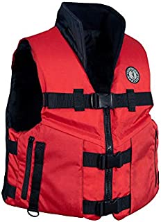 MUSTANG SURVIVAL - Accel 100 Fishing Vest for Adults (Red & Black - 2XL) Three Buckle System, Fleece Lined Collar and Pockets for Warmth