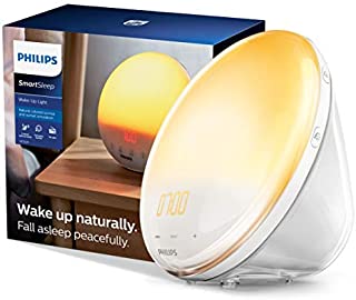 Philips SmartSleep Wake-up Light, Colored Sunrise and Sunset Simulation, 5 Natural Sounds, FM Radio & Reading Lamp, Tap Snooze, HF3520/60