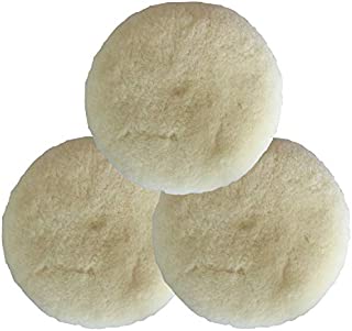 Shineyoo Buffing Pads Wool Kit 3PCS 5Inch 100% Natural Wool Polisher Pads Low Linting Wool Pad, Used with Rotary and Random Orbit Sander/Polisher Buffing Equipment Buffing Pad Cleaner