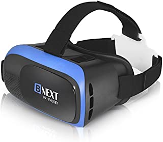 VR Headset Compatible with iPhone & Android Phone - Universal Virtual Reality Goggles - Play Your Best Mobile Games 360 Movies with Soft & Comfortable New 3D VR Glasses | Blue | w/ Eye Protection