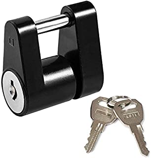 ORANDESIGNE Trailer Hitch Coupler Lock Black Tongue Lock with 2 Keys Keyed Alike 1/4 Inch Pin Diameter Up to 3/4 Inch Span for Tow Boat RV Truck Camper Travel Trailer Coupler