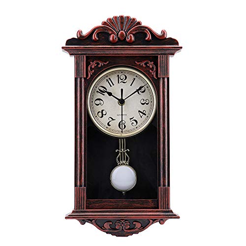 Pendulum Wall Clock Retro Quartz Decorative Battery Operated Wall Clock for Living Room, Office, Home Decor( 16 Inch , Bronze )