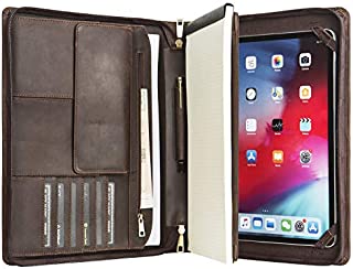 Handcrafted Leather Tablet Portfolio for 12.9-Inch iPad Pro (2018&2020), Business Briefcase with Retractable Handle, Ideal for Right or Left-Handed, Travel Carrying Case for Men