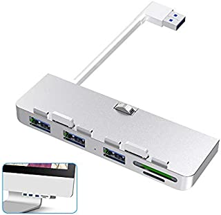 iMac Hub 3-Port USB 3.0 Hub Adapter Docking Station with Micro SD/ Micro SD Card Reader, Rocketek Aluminum iMac Hub Adapter USB-3.0 Clamp Hub Pro Adapter Compatible with iMac and iMac Pro 2017 & Later